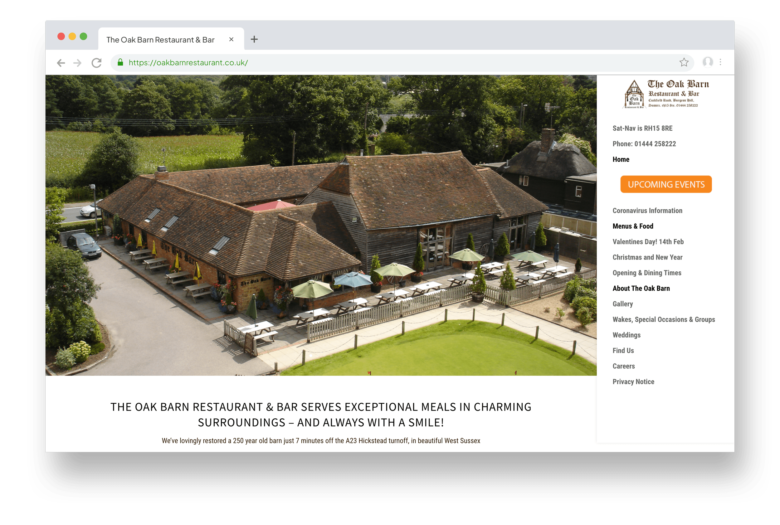 The Oak Barn Bar and Restaurant - Website by Casper Creative